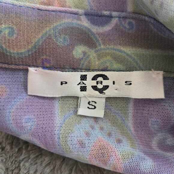 Vintage Y2K Sheer Mesh Bohemian Euro Button Long Sleeve Blouse - Picture 4 of 11